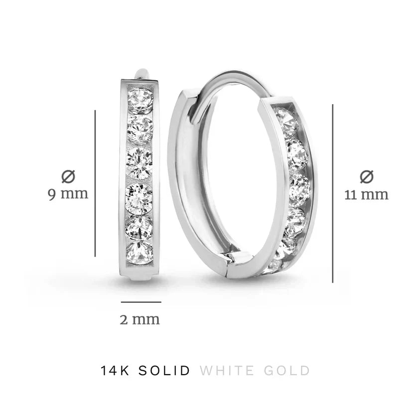 Dara Brillane Parure de boucles d'oreilles avec pierre | Or blanc