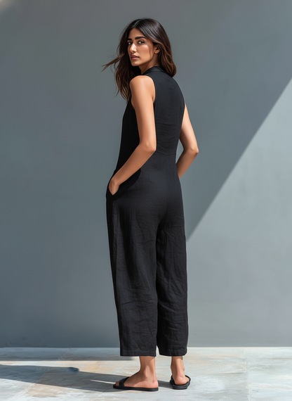 Selma | Combinaison Minimaliste Sans Manches en Mélange de Lin