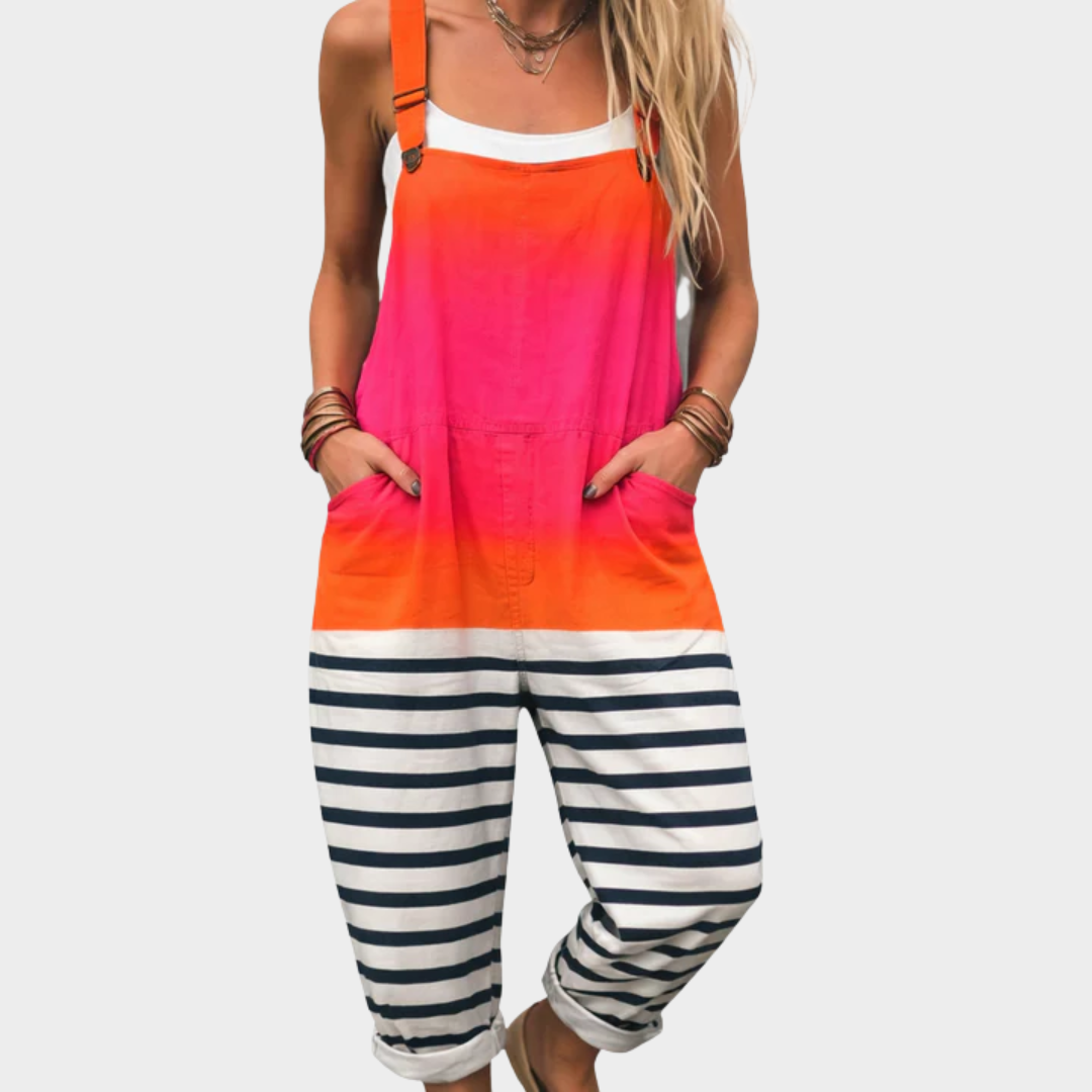 Combinaison Rayures orange et rose
