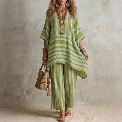 Elin | Ensemble Bohème 2 Pièces à Motif Rayé