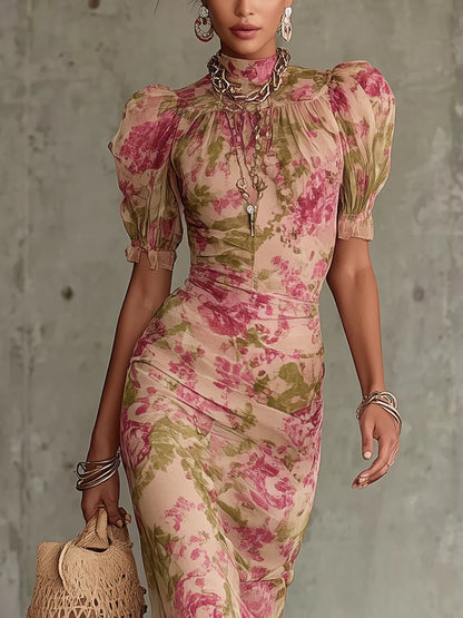 Rosalie™ | Robe Maxi à Imprimé de Roses Vintage