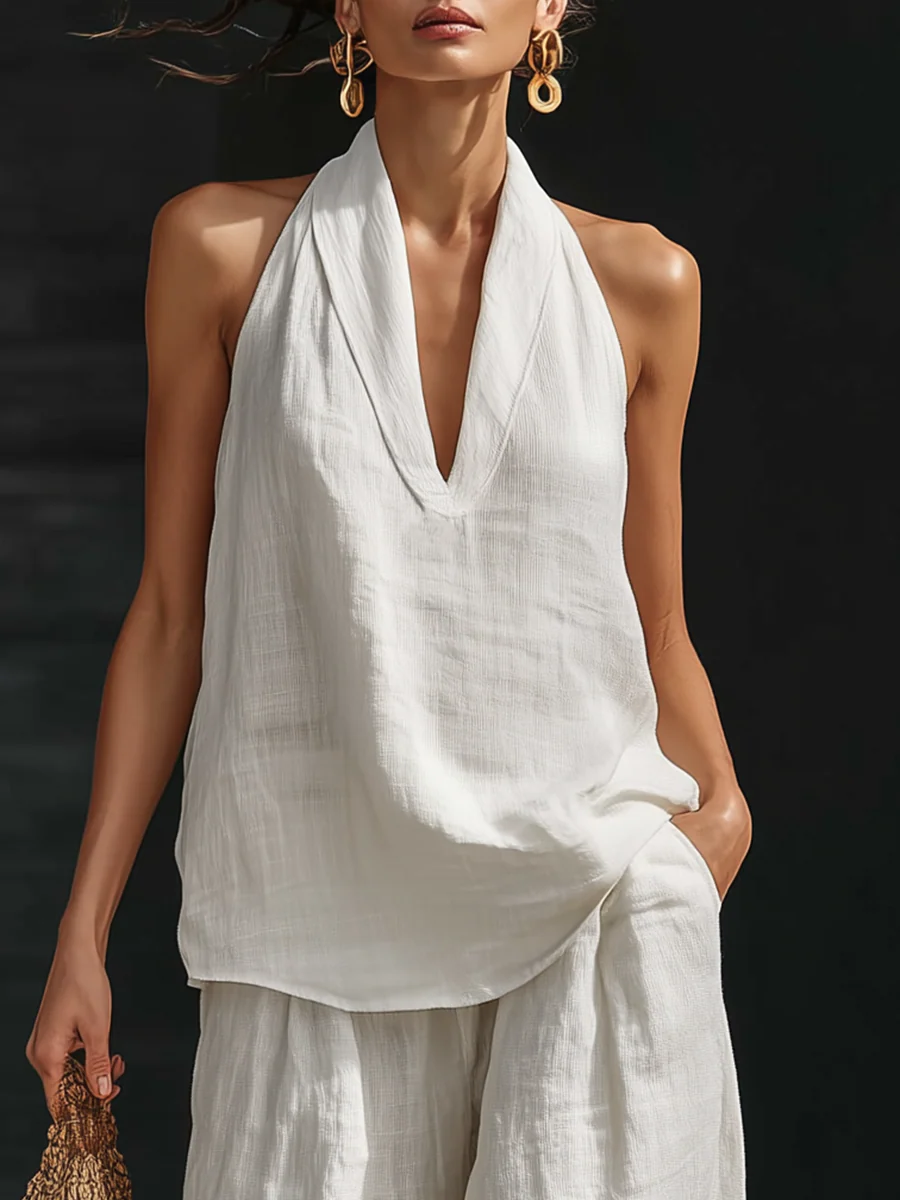 Zoë™ | Ensemble Sans Manches avec Pantalons Larges