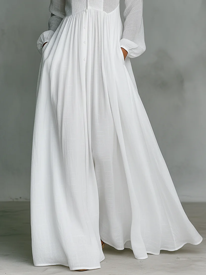 Léonie™ | Robe Maxi Minimaliste à Col Montant