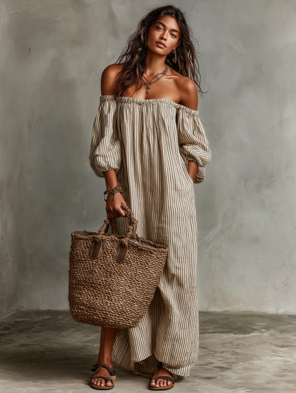Carmen | Robe Longue avec Décolleté Off-the-Shoulder