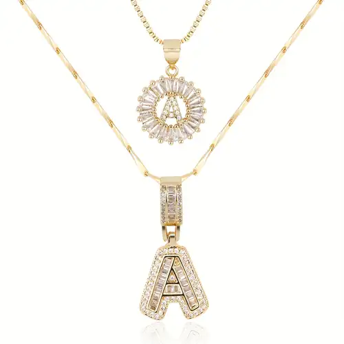 Parure de colliers avec initiale Pavé | Or