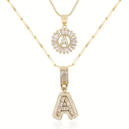 Parure de colliers avec initiale Pavé | Or