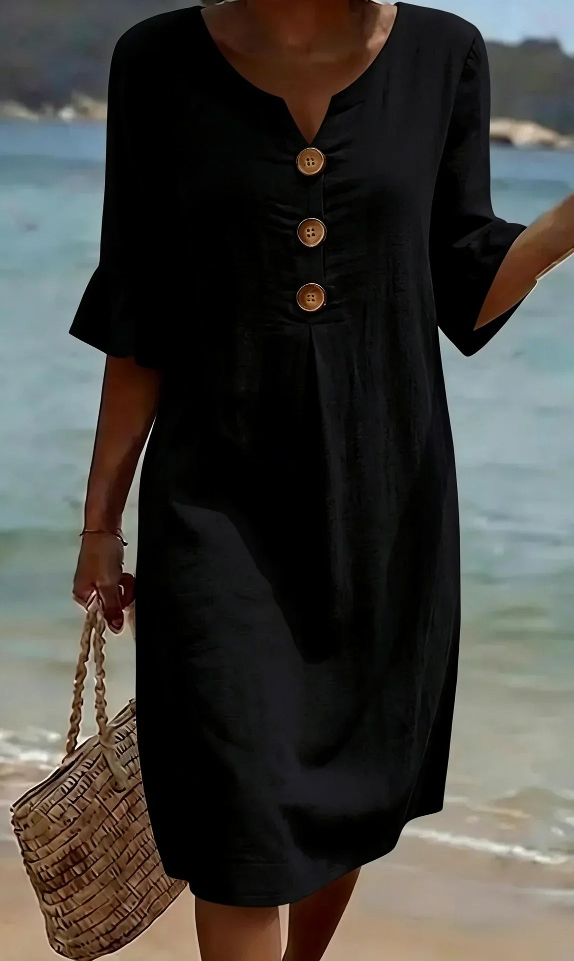 Vanesa™ | Robe Texturée Avec Manches Bouffantes et Boutons