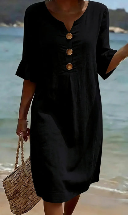 Vanesa™ | Robe Texturée Avec Manches Bouffantes et Boutons