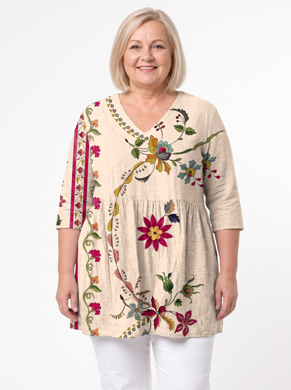 Laura | Blouse longue à col en V