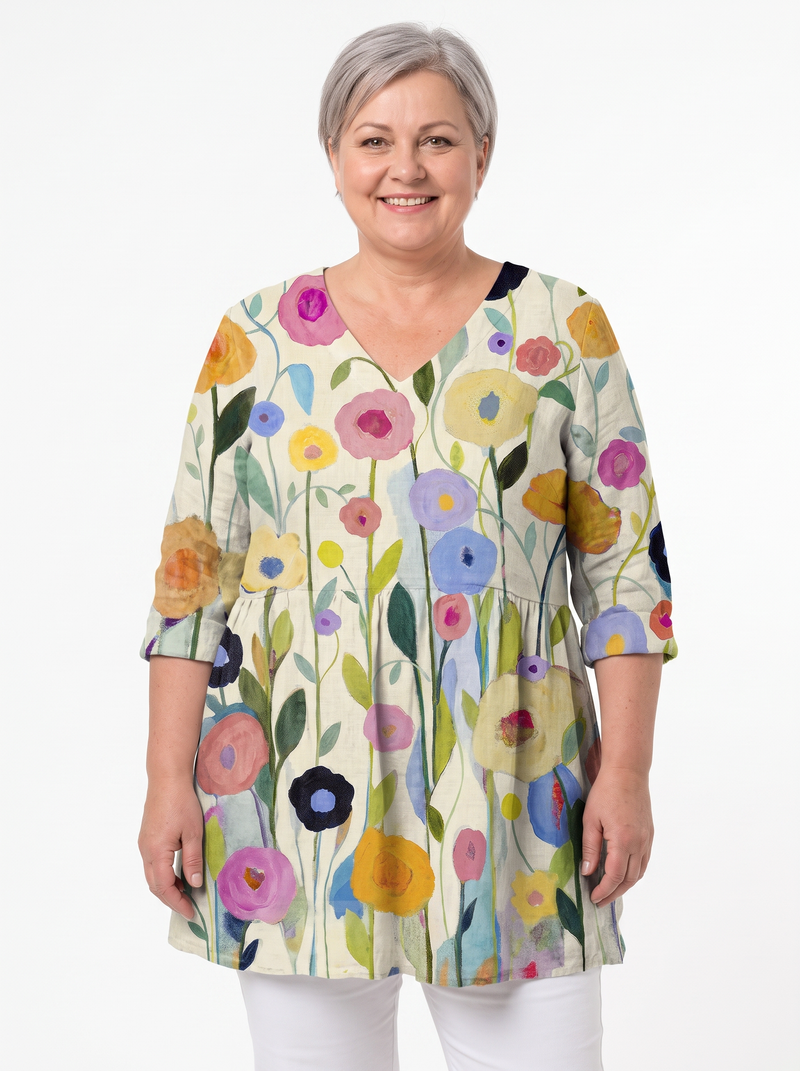 Ludmila | Blouse longue à col en V