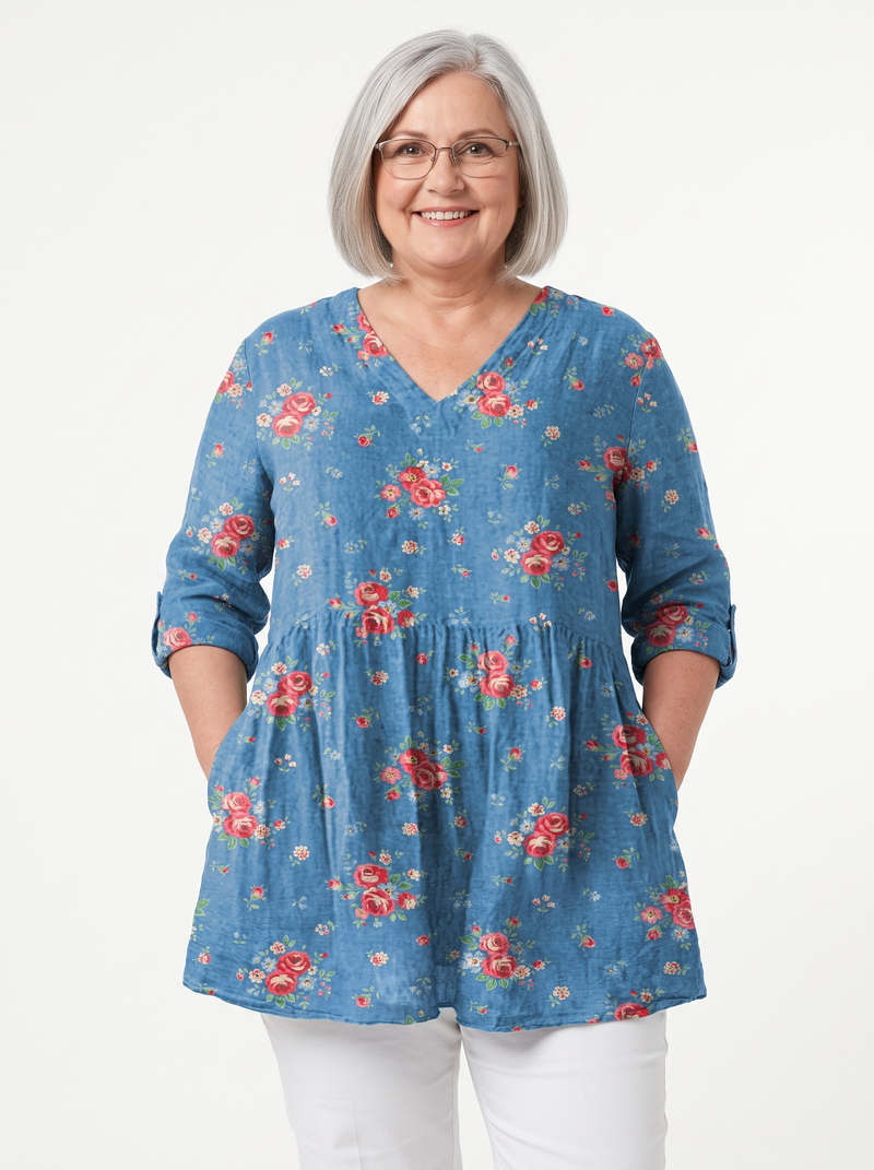 Milena | Blouse longue à col en V
