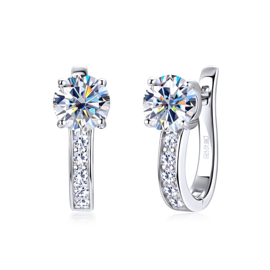 Boucles d'oreilles Huggie serti chenal | Or blanc