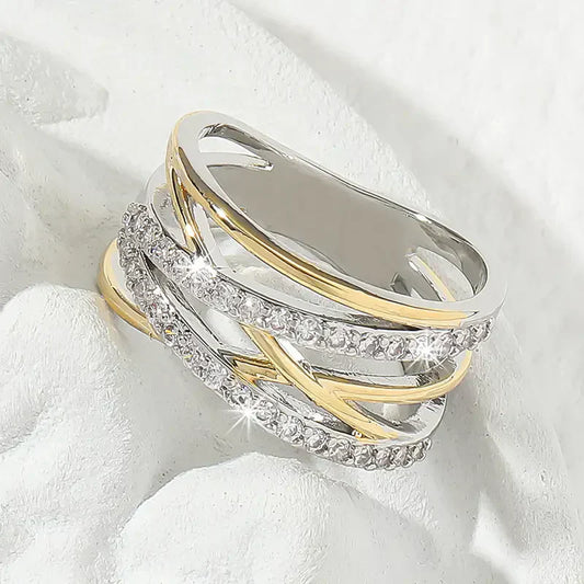 Bague zircon argent et or Radiance | Or mixte