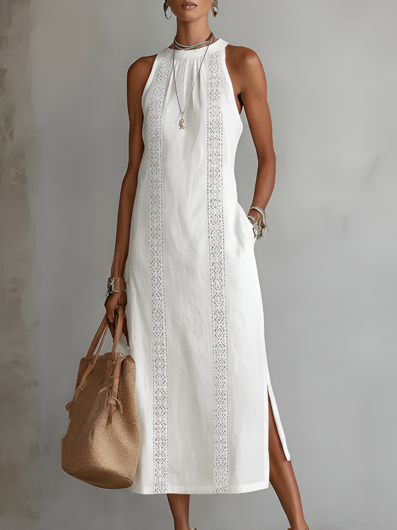 Jimena | Robe Midi avec Col Mao