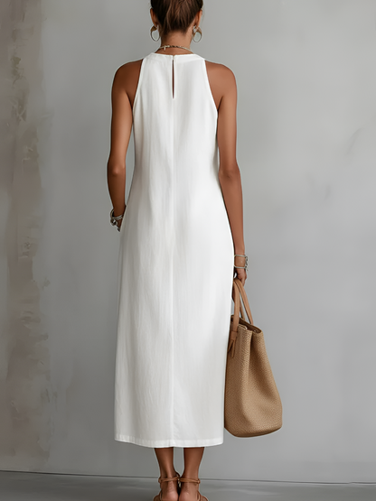 Jimena | Robe Midi avec Col Mao