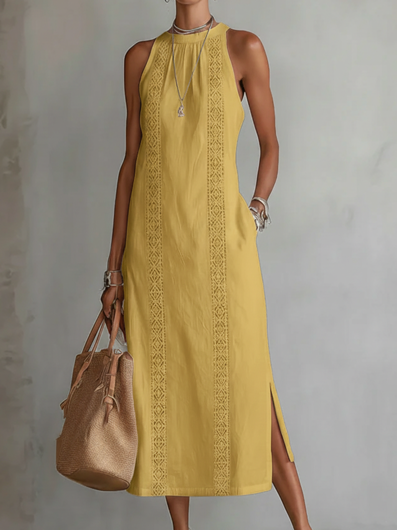 Jimena | Robe Midi avec Col Mao