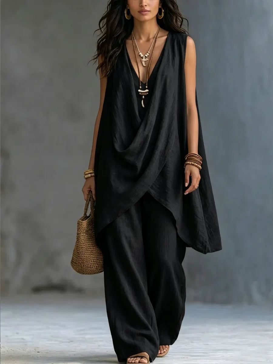 Ginevra | Ensemble drapé avec pantalon large