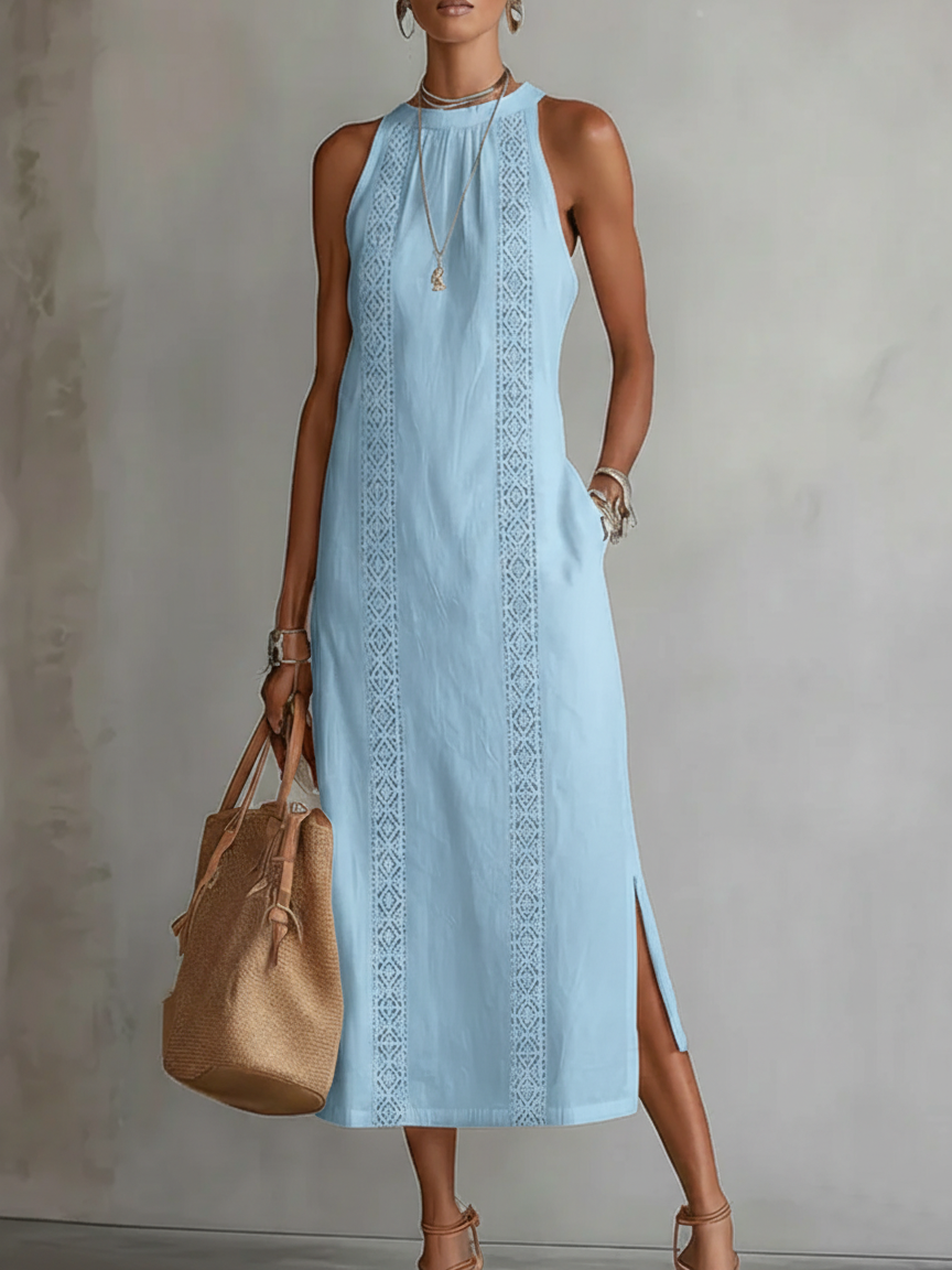 Jimena | Robe Midi avec Col Mao