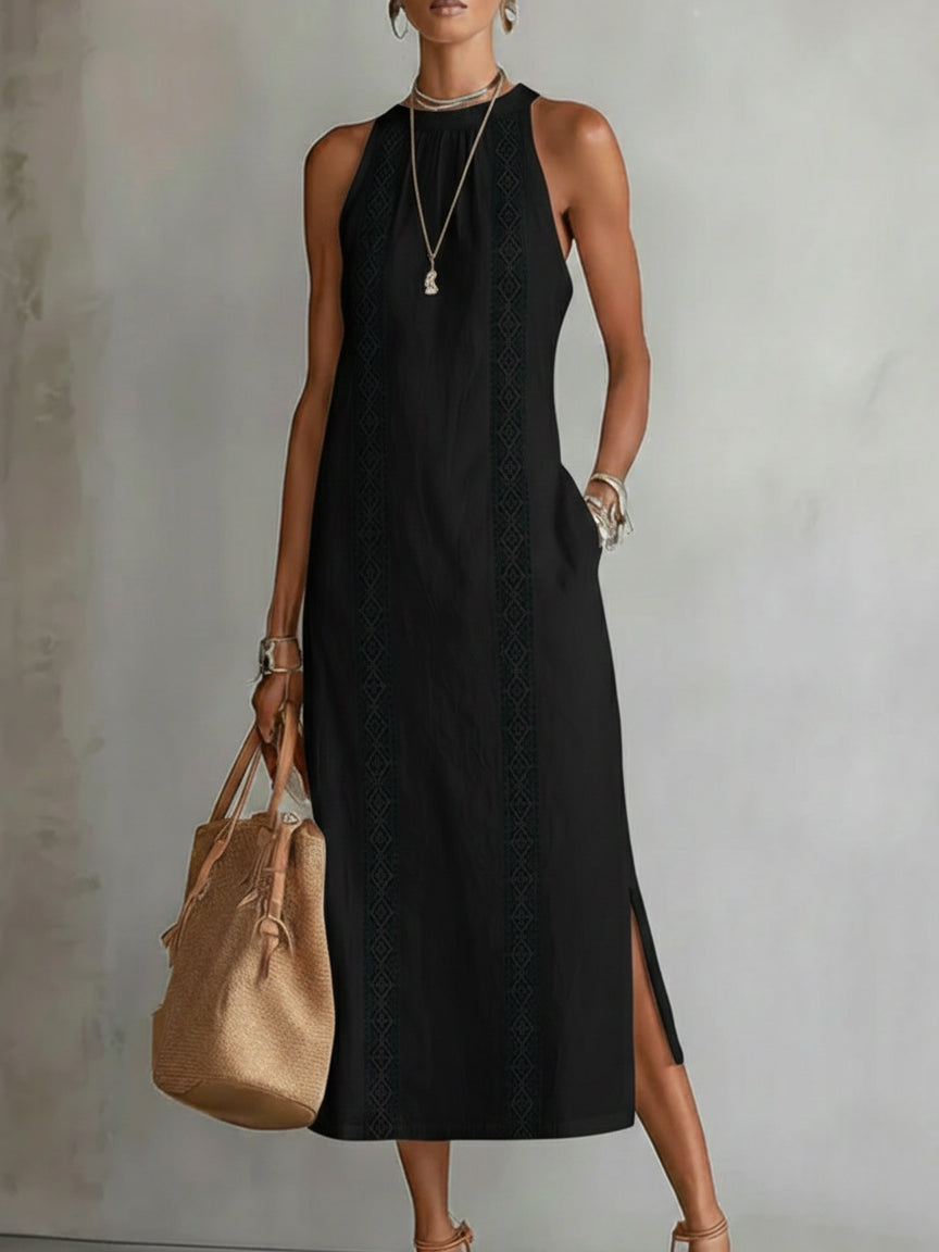 Jimena | Robe Midi avec Col Mao