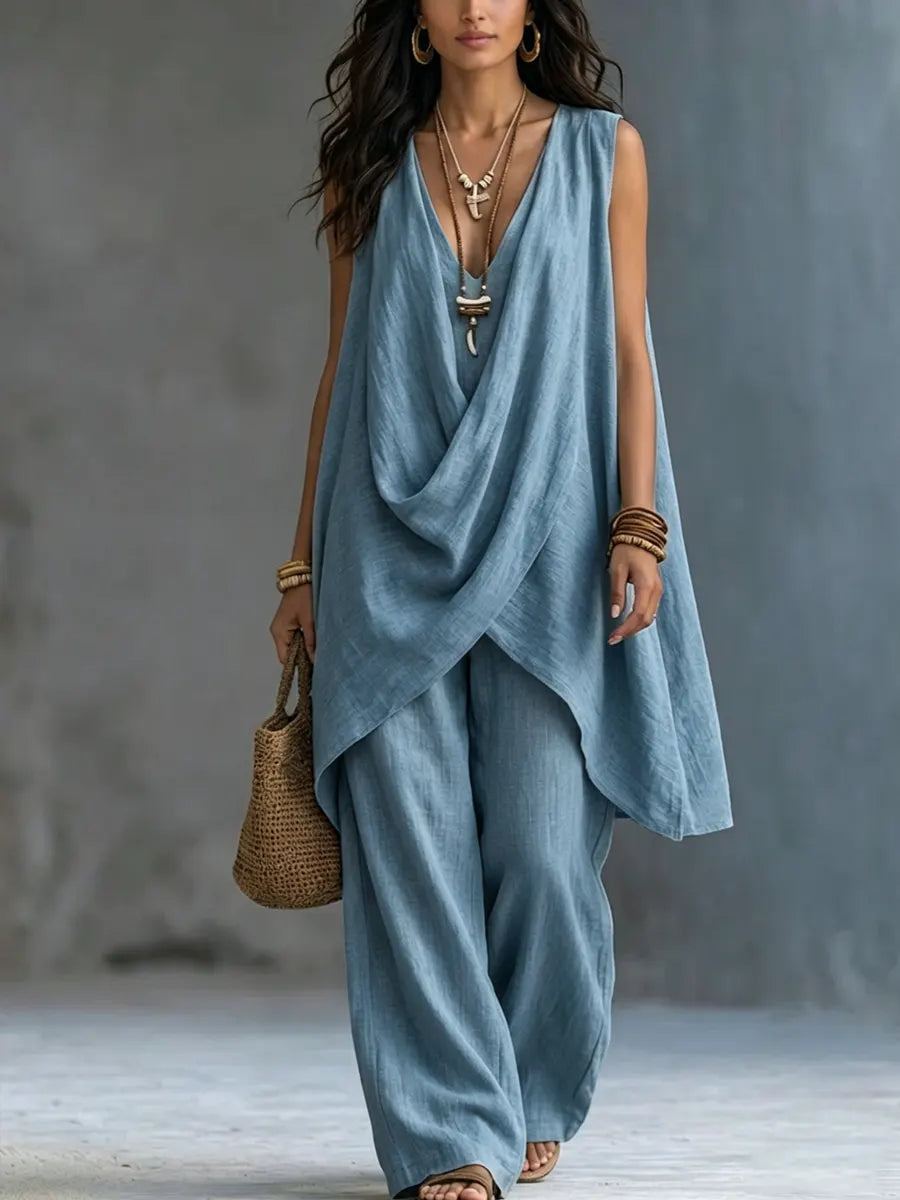 Ginevra | Ensemble drapé avec pantalon large